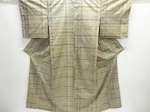 変わり格子模様織り出し手織り紬着物